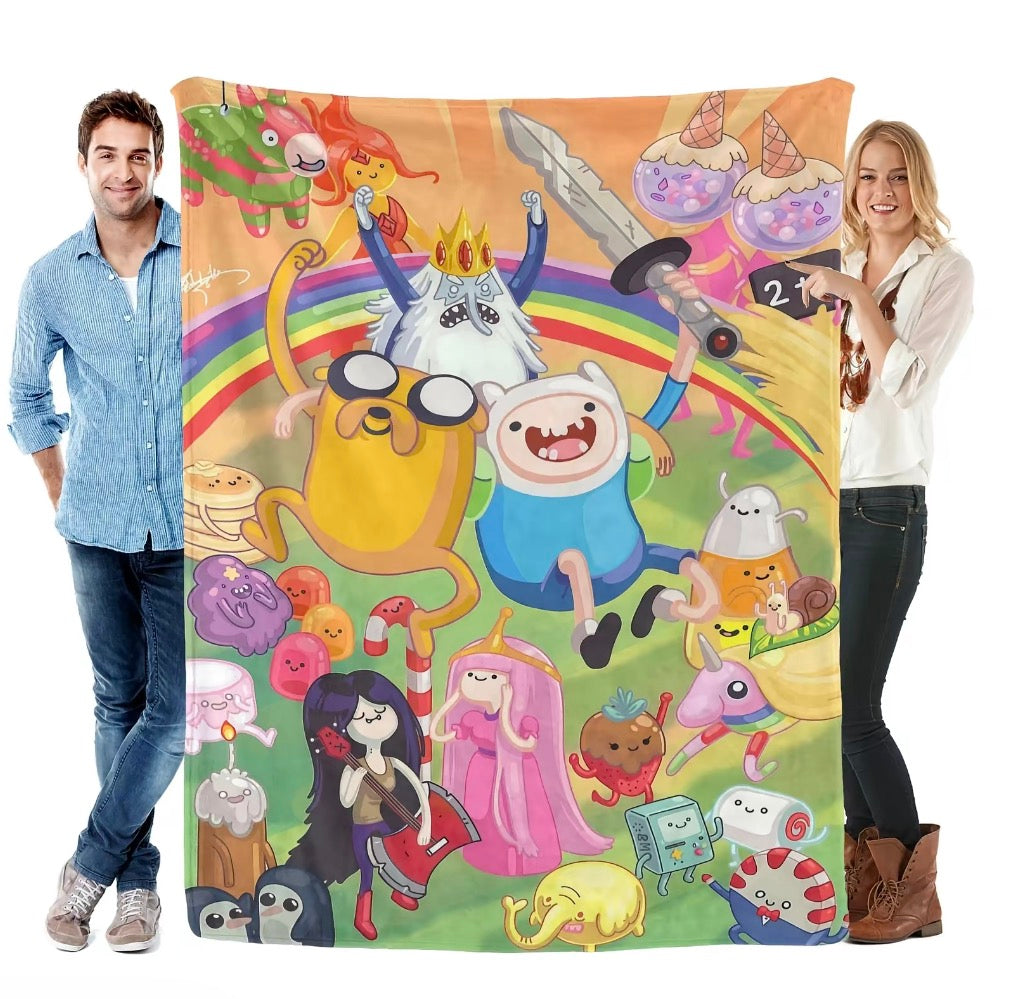 Adventure Time Cartoon Characters Flannel Blanket