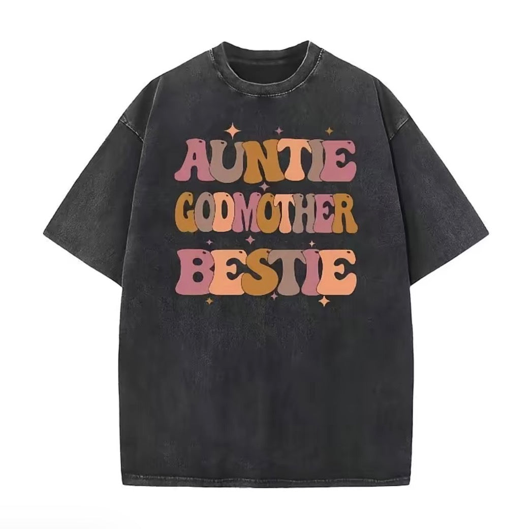 Auntie Godmother Bestie Washed T-Shirt/Sweatshirt/Hoodie