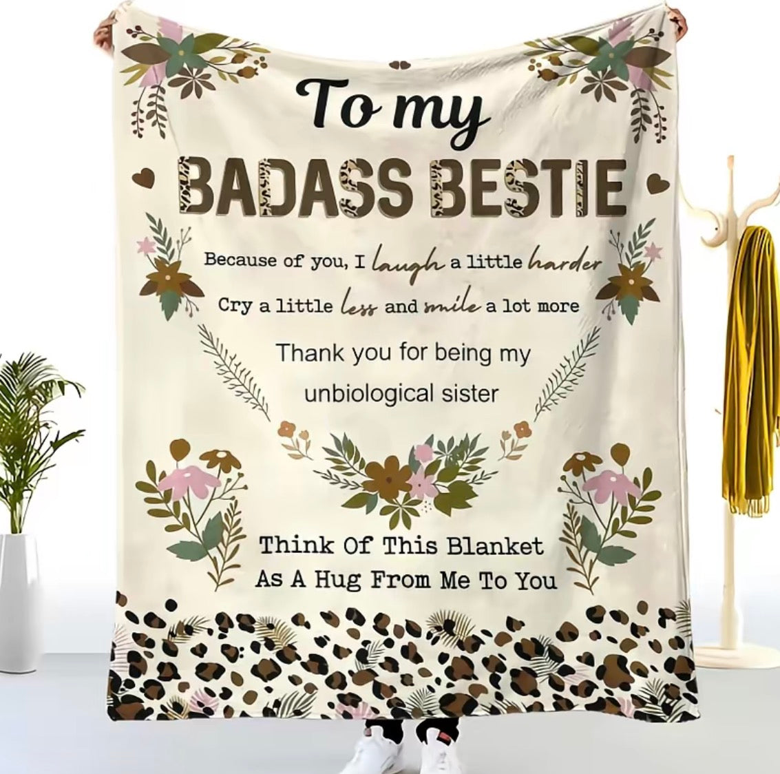 To My Bada*s Bestie Sister Gift BFF Blanket