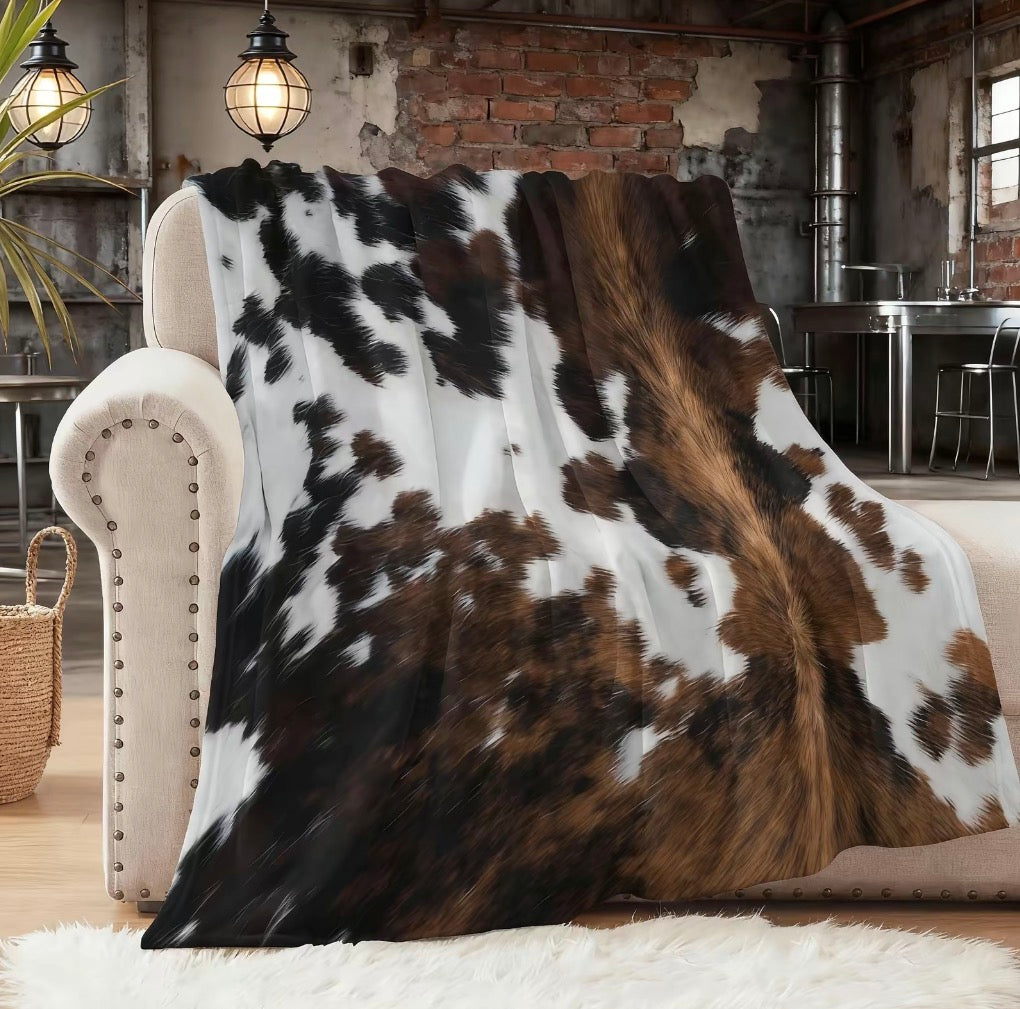 Funny Cow Print Flannel Blanket