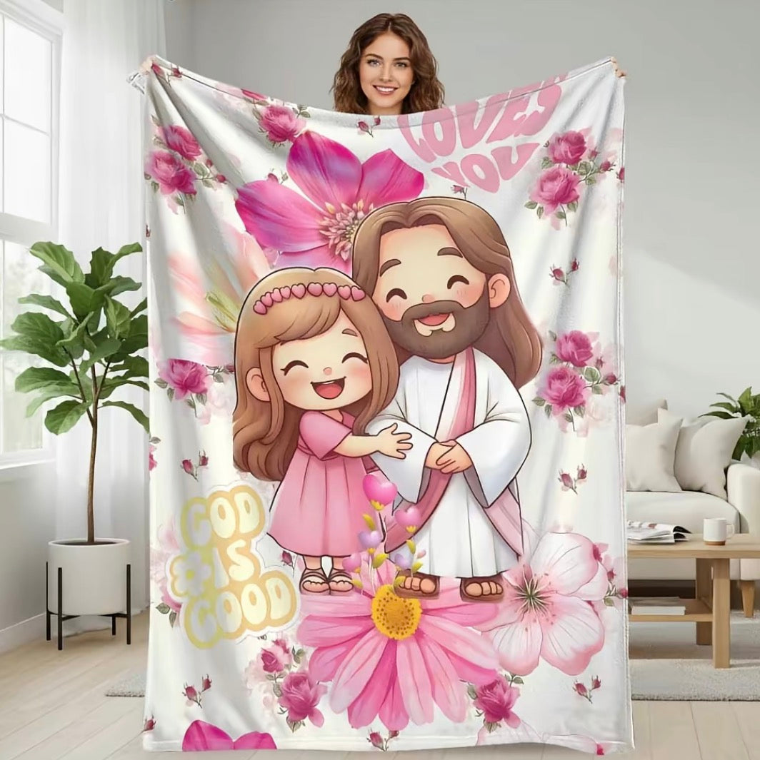 Faith & Love Cartoon Throw Flannel Blanket