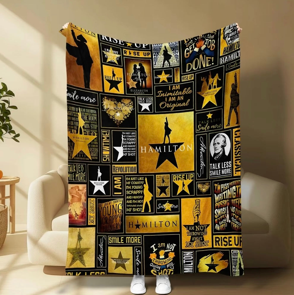 Hamiton Music Classic Quotes and Outline Design Flannel Blanket