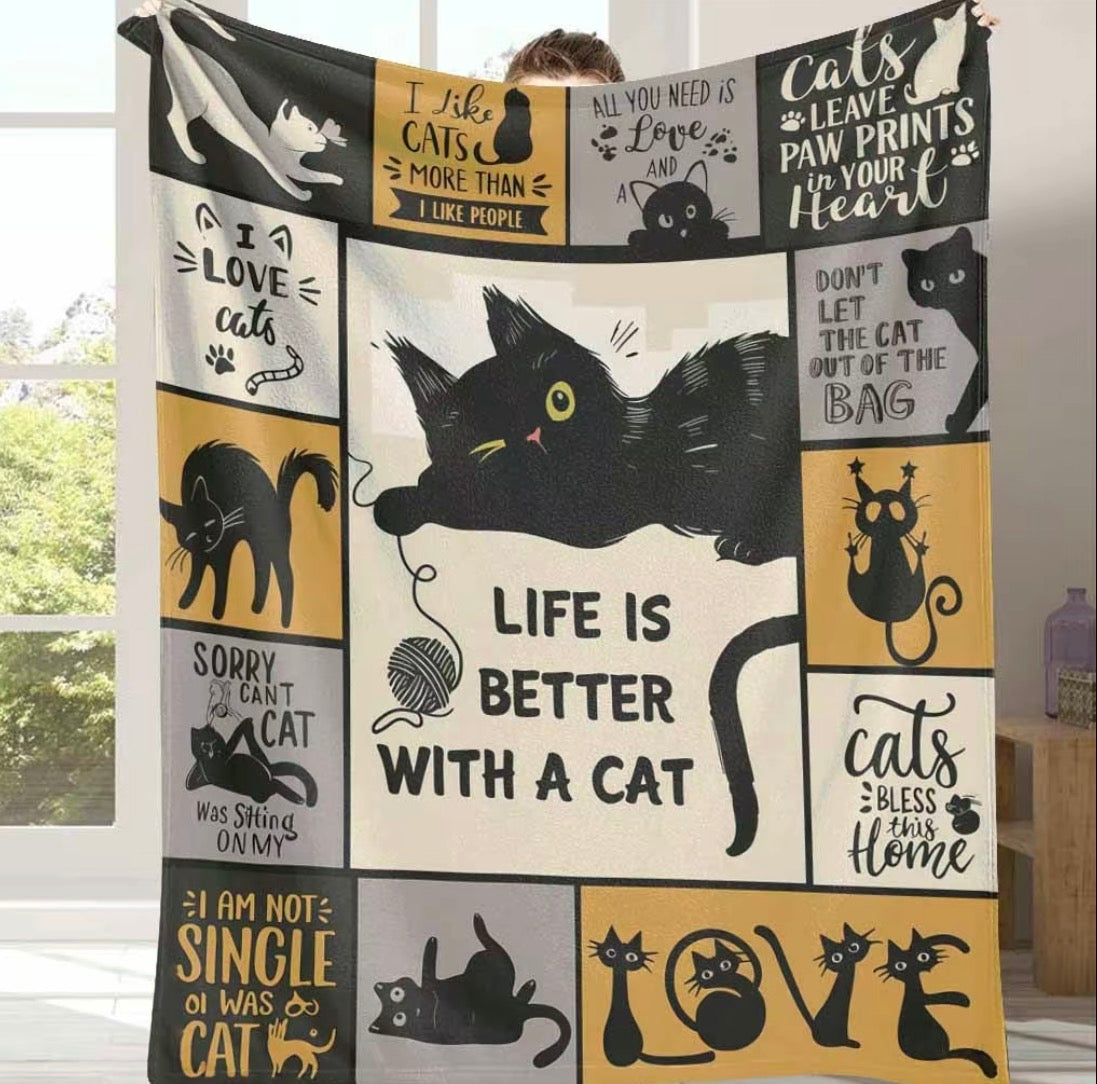 Life Is Better With A Cat Ideal Gift For Cat Owners Blanket