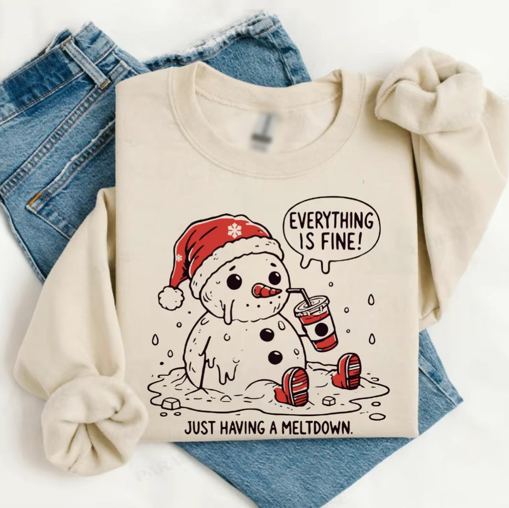 Having A Meltdown Cute Snowman Christmas T-Shirt/Sweatshirt/Hoodie