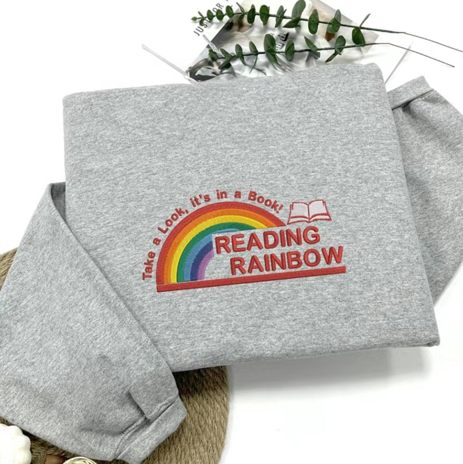 Reading Rainbow Embroidered T-Shirt/Sweatshirt/Hoodie