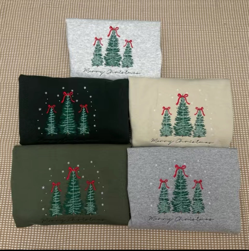 Christmas Trees Merry Christmas Unisex Embroidered T-Shirt/Sweatshirt/Hoodie
