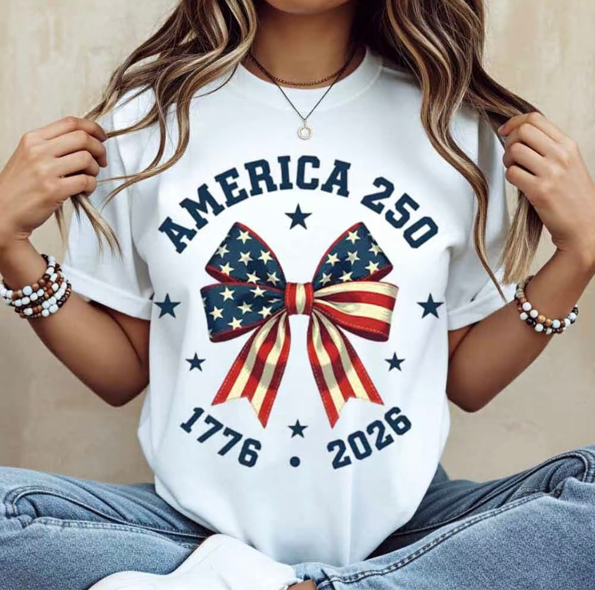 America 250 Stars And Stripes Bow Independence Day T-Shirt/Sweatshirt/Hoodie