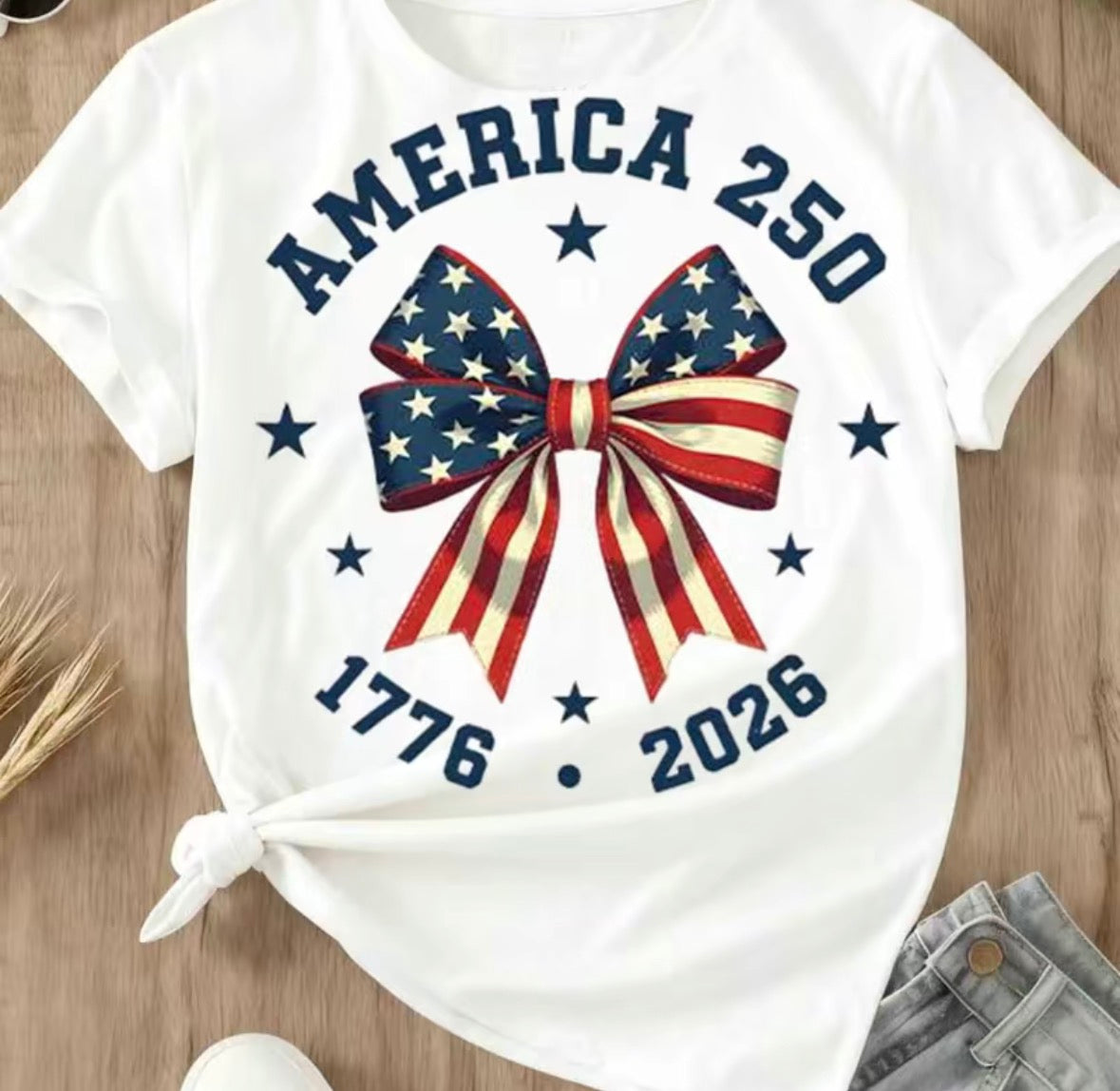America 250 Stars And Stripes Bow Independence Day T-Shirt/Sweatshirt/Hoodie