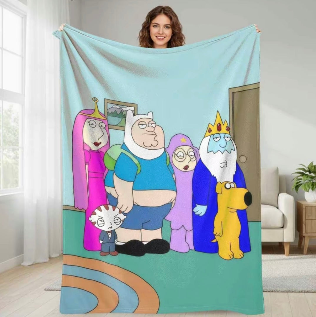 Retro Cartoon Character Funny Colorful Cozy Home Decor Gift Flannel Blanket