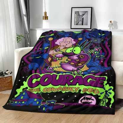 Courage The Cowardy Dog Character Art Flannel Blanket