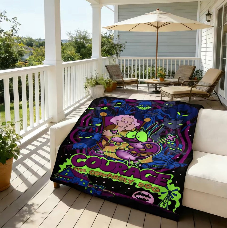 Courage The Cowardy Dog Character Art Flannel Blanket