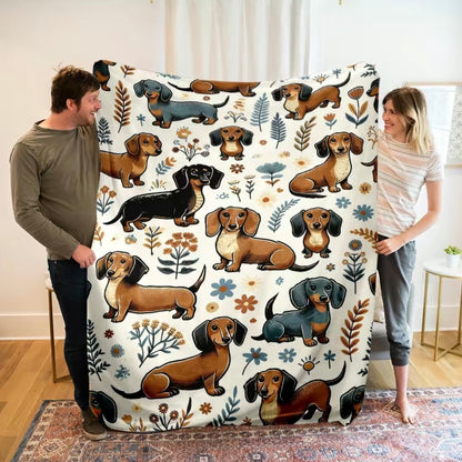 Cute Dachshund Flannel Blanket