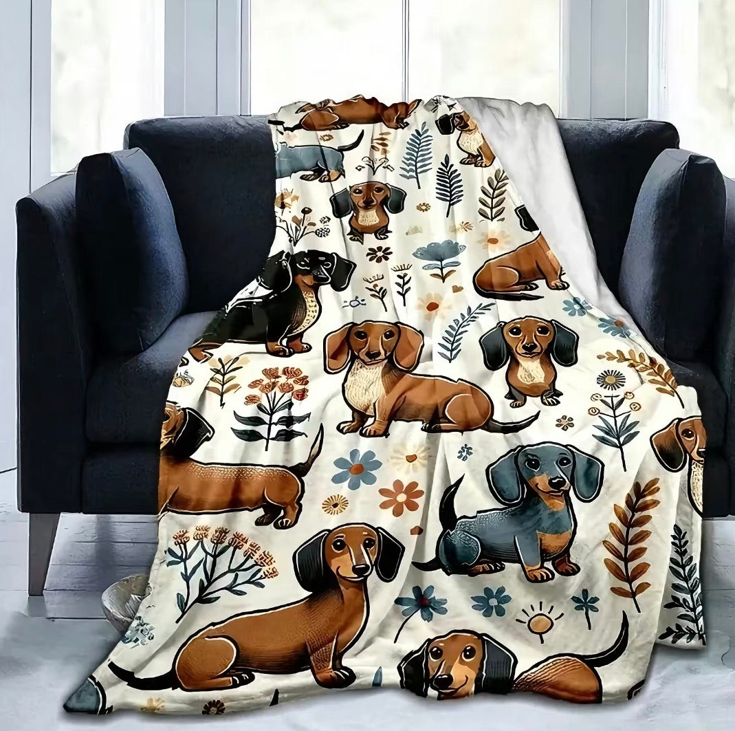 Cute Dachshund Flannel Blanket