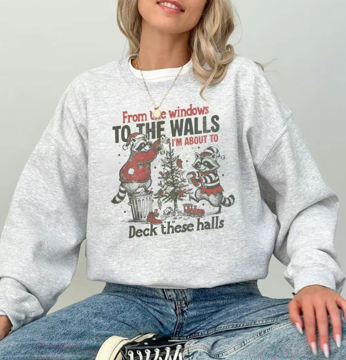Funny Deck These Halls Retro Holiday Christmas T-Shirt/Sweatshirt/Hoodie
