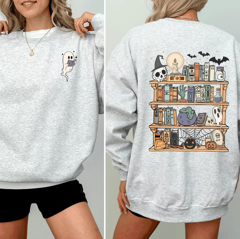 Reading Ghost Halloween Library Spooky T-Shirt/Sweatshirt/Hoodie