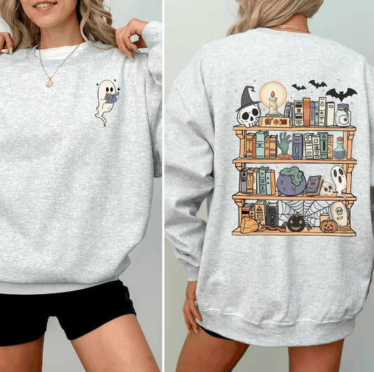 Reading Ghost Halloween Library Spooky T-Shirt/Sweatshirt/Hoodie