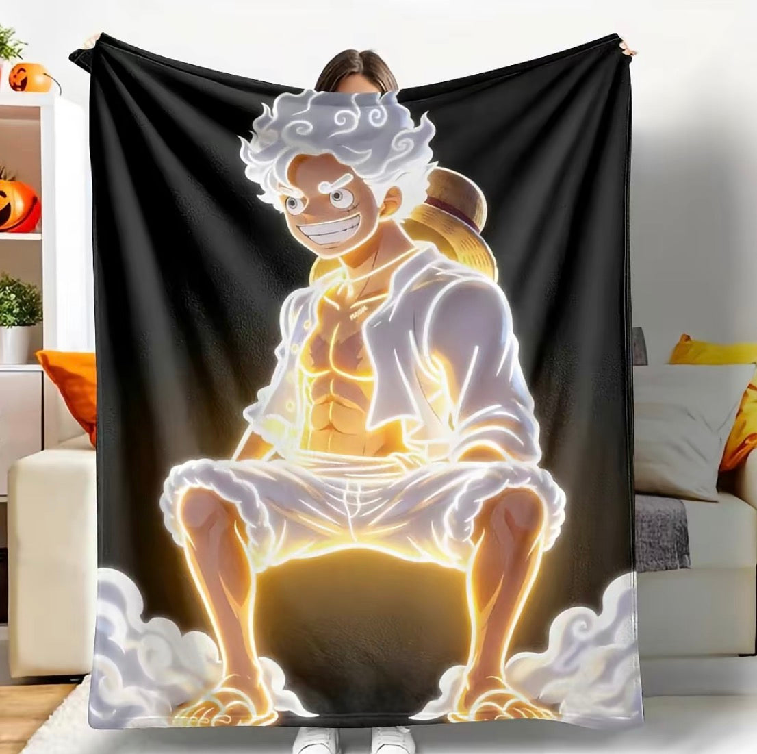 Glow Warrior Lightning Aura Anime Flannel Blanket
