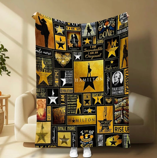 Hamiton Music Classic Quotes and Outline Design Flannel Blanket