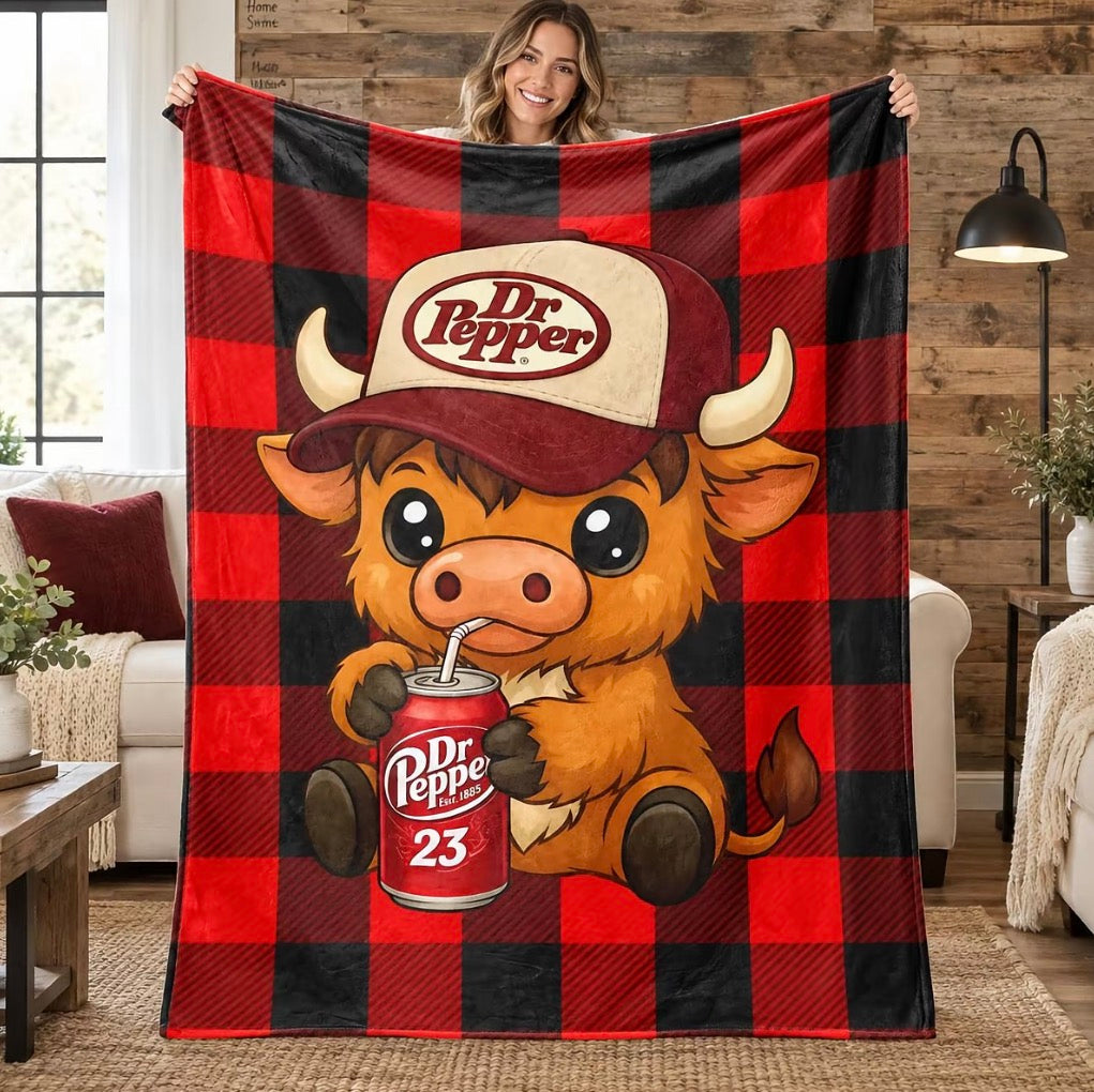 Highland Cow Cute Pattern Flannel Blanket