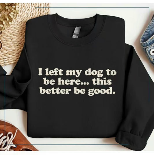 Left My Dog To Be Here This Better Be Good T-Shirt/Sweatshirt/Hoodie