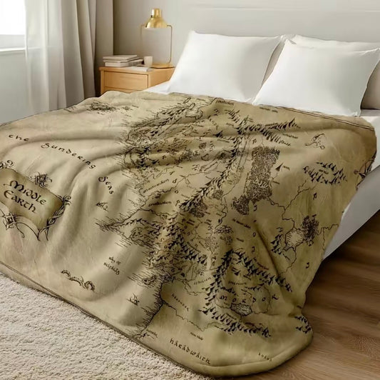 Lord Of The Ring Middle Earth Map Flannel Blanket