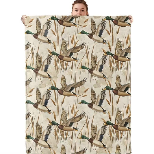 Vintage Mallard Duck Camo Flannel Blanket