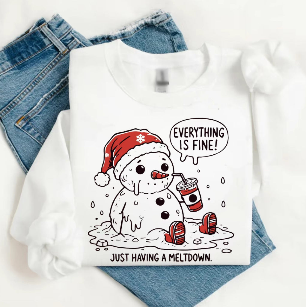 Having A Meltdown Cute Snowman Christmas T-Shirt/Sweatshirt/Hoodie