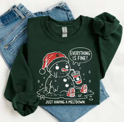 Having A Meltdown Cute Snowman Christmas T-Shirt/Sweatshirt/Hoodie