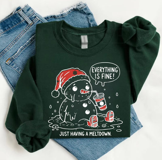 Having A Meltdown Cute Snowman Christmas T-Shirt/Sweatshirt/Hoodie