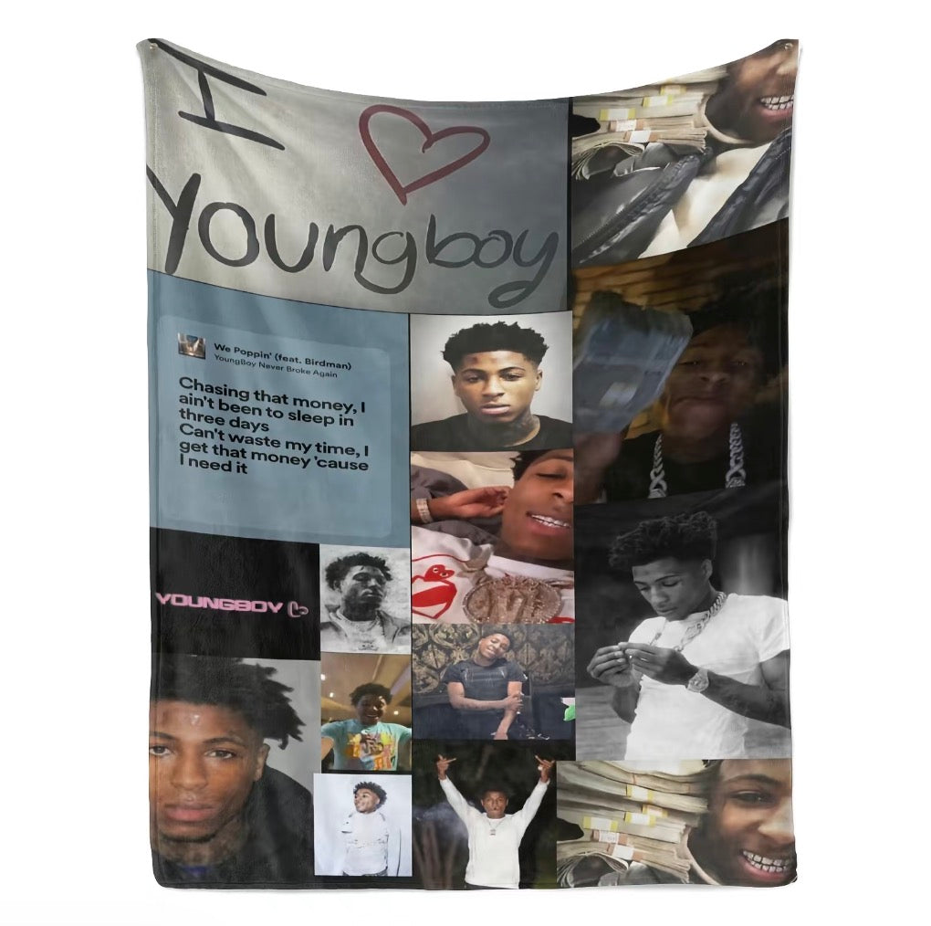 Never Broke Again Ultra-Cozy YB Collage Flannel Blanket
