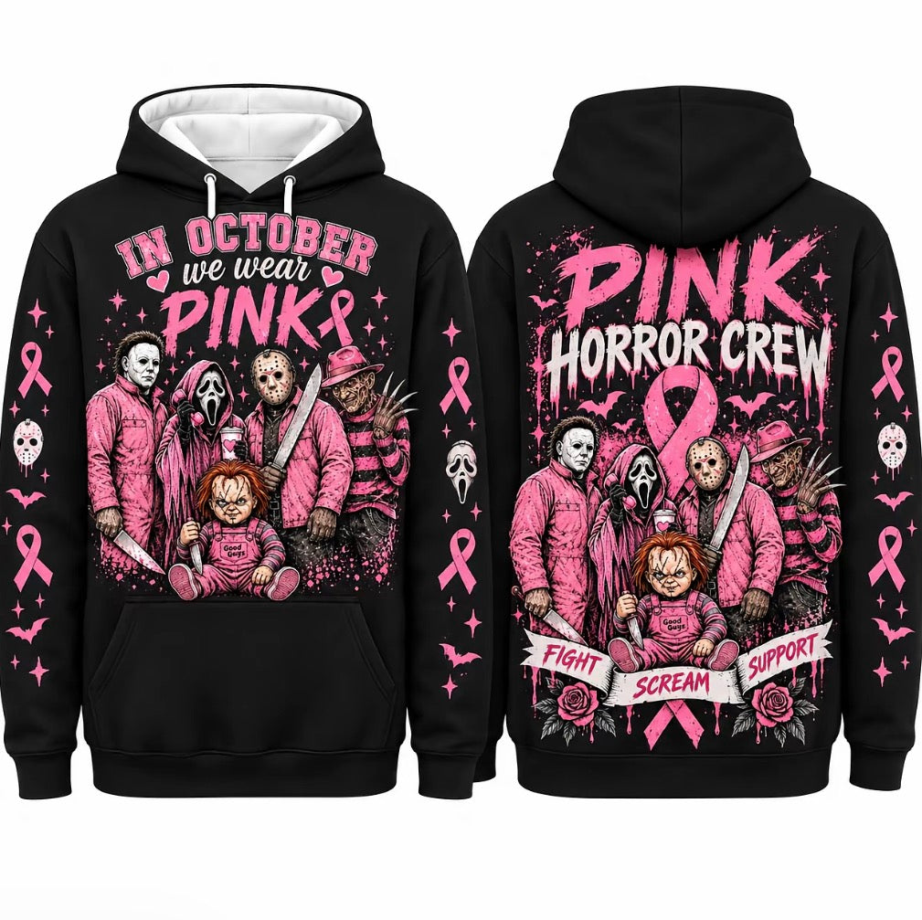 Unisex Pink Breast Cancer Awareness Horror T-Shirt/Sweatshirt/Hoodie