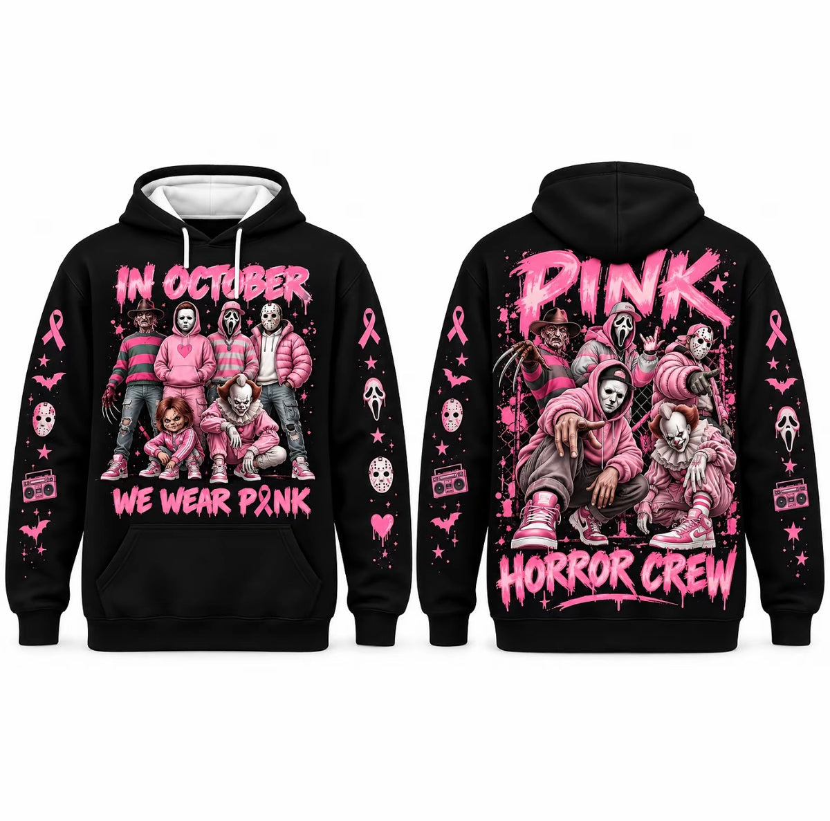 Unisex Pink Breast Cancer Awareness Horror T-Shirt/Sweatshirt/Hoodie