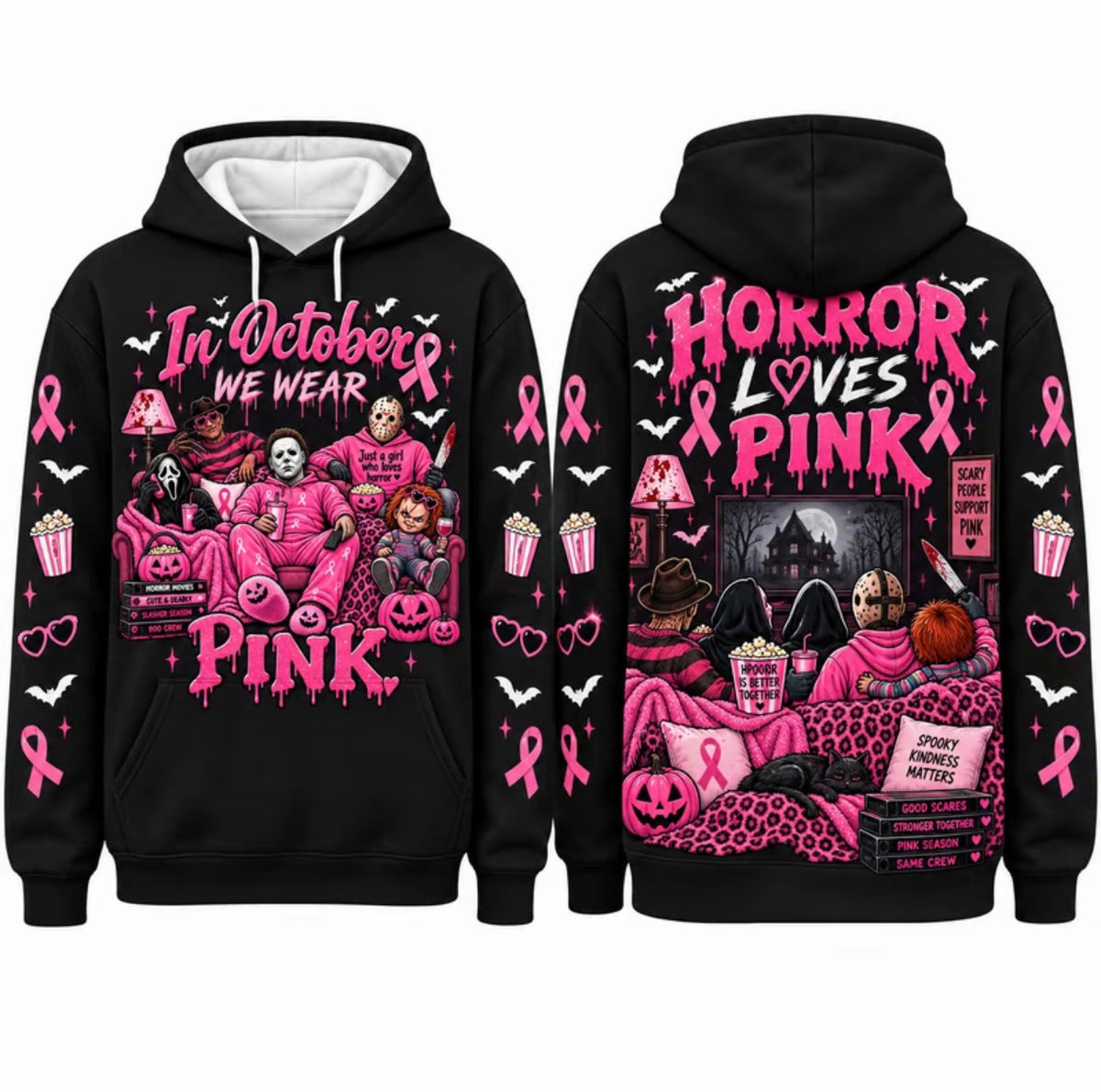 Unisex Pink Breast Cancer Awareness Horror T-Shirt/Sweatshirt/Hoodie