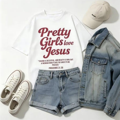 Pretty Girls Loves Jesus Vintage Graphic T-Shirt/Sweatshirt/Hoodie
