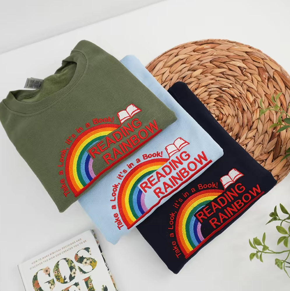 Reading Rainbow Embroidered T-Shirt/Sweatshirt/Hoodie