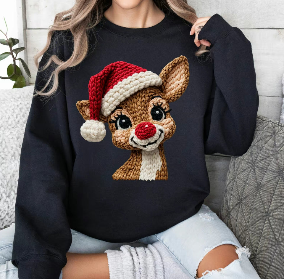 Red Nose Reindeer Santa Hat Christmas T-Shirt/Sweatshirt/Hoodie
