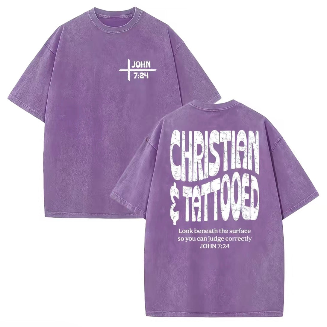Christian Tattooed JOHN 7:24 Washed T-Shirt/Sweatshirt/Hoodie
