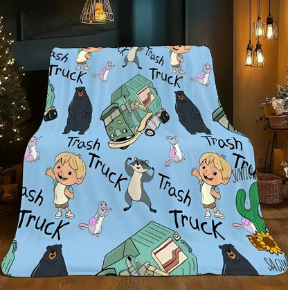 Trash Truck Flannel Blanket