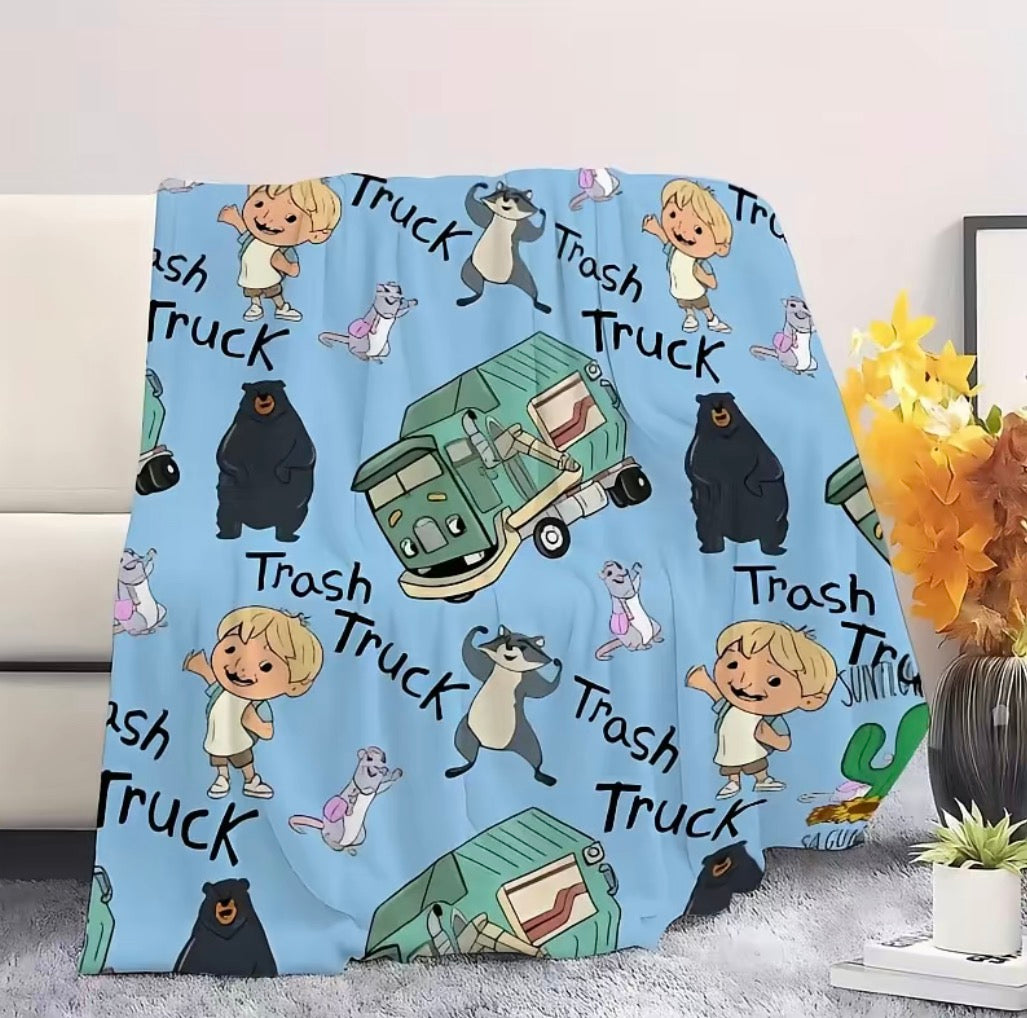 Trash Truck Flannel Blanket