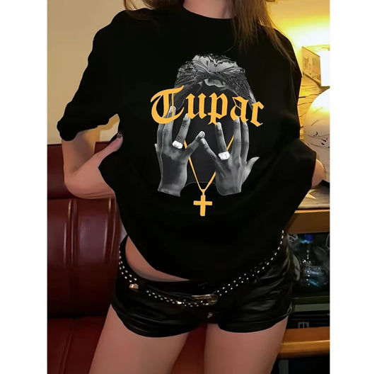Tupac Cross Necklace Design & Golden Lettering T-Shirt/Sweatshirt/Hoodie