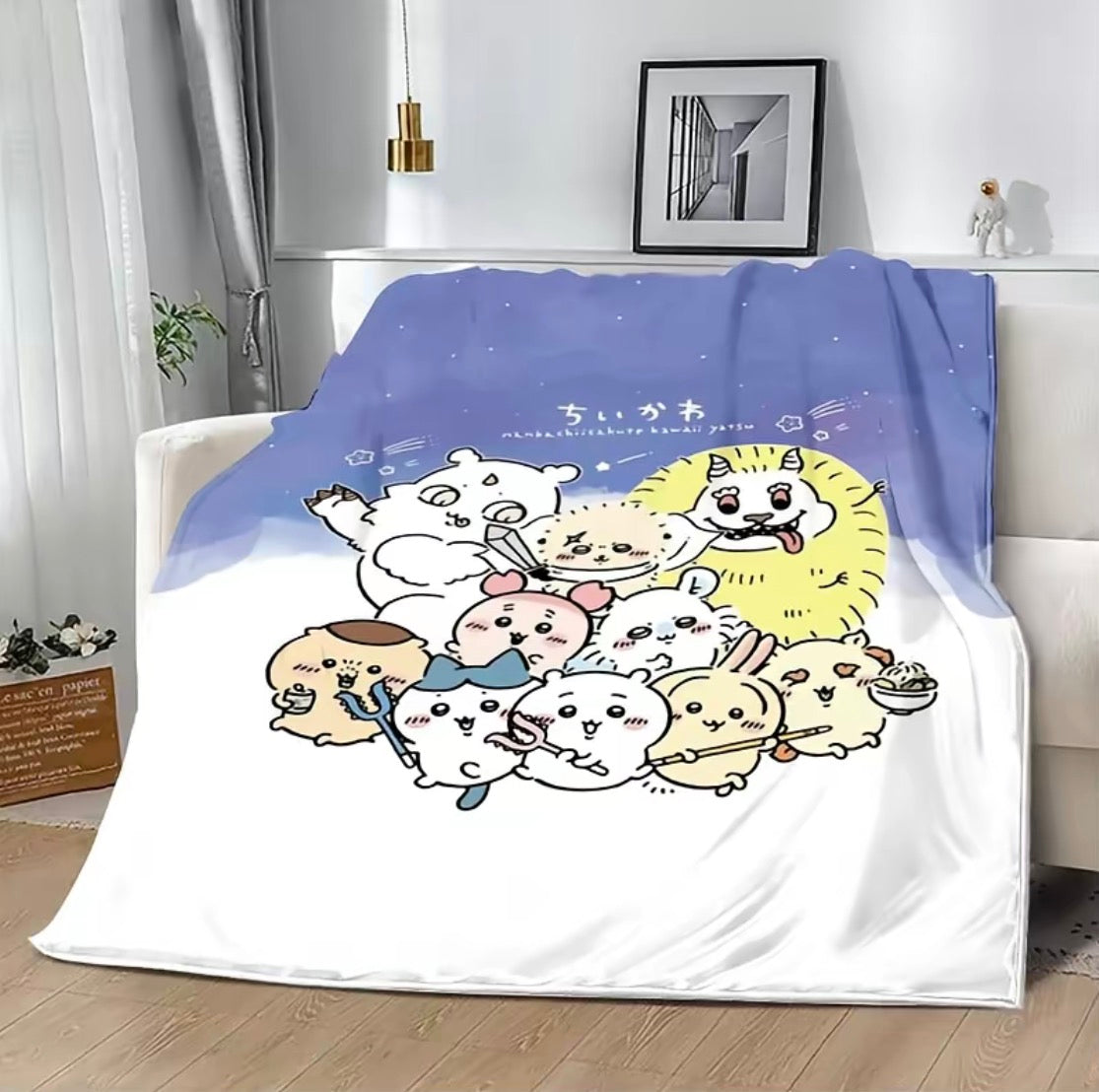 Cute Cartoon Chiikawa Usagi Flannel Blanket