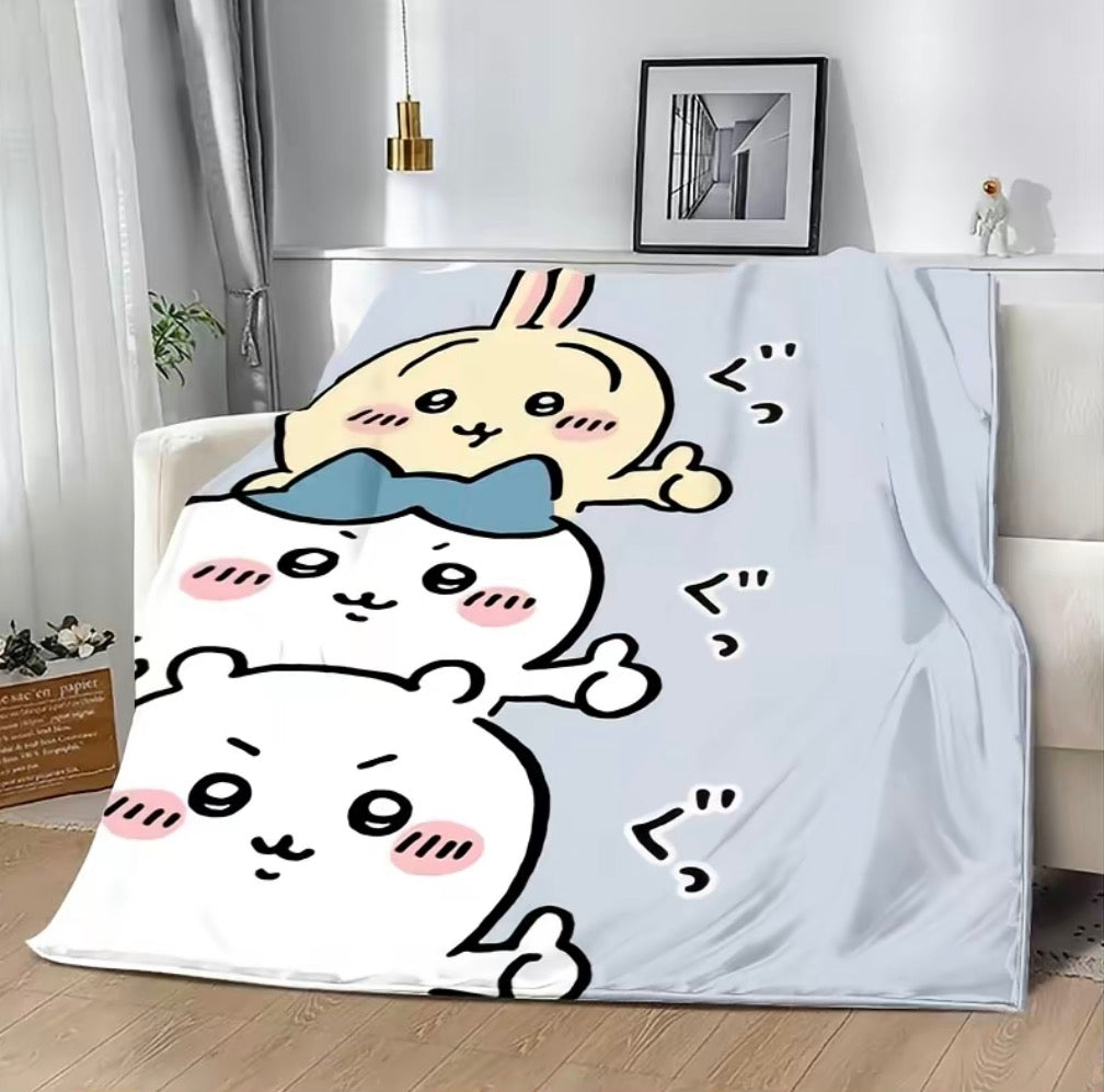 Cute Cartoon Chiikawa Usagi Flannel Blanket