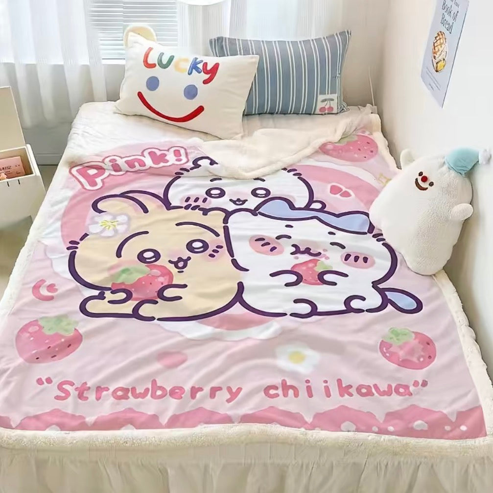 Cute Cartoon Chiikawa Usagi Flannel Blanket