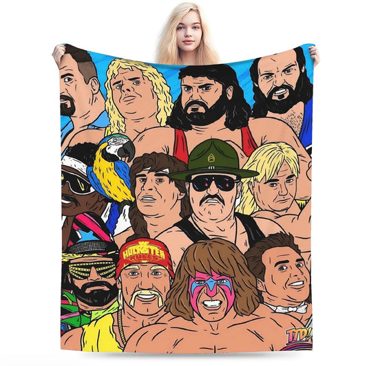 Wrestling -Themed Charming Anime Style Flannel Blanket
